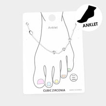 Load image into Gallery viewer, Gold White Gold Dipped Triple Round CZ Accented Anklet
