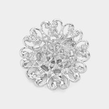 Load image into Gallery viewer, Blue Floral Heart Crystal Rhinestone Brooch
