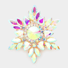 Load image into Gallery viewer, Gold Marquise Stone Cluster Pin Brooch
