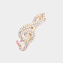 Load image into Gallery viewer, Gold Rhinestone Paved Treble Clef Pin Brooch

