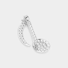 Load image into Gallery viewer, Silver Rhinestone Paved Musical Note Pin Brooch
