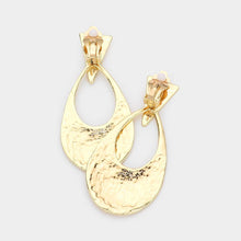 Load image into Gallery viewer, Gold Metal Triangle Open Teardrop Dangle Clip on Earrings
