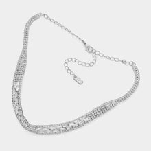 Load image into Gallery viewer, Silver Baguette CZ Stone Embellished Evening Choker Necklace
