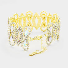 Load image into Gallery viewer, Gold Crystal Teardrop Rhinestone Pave Evening Bracelet
