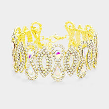 Load image into Gallery viewer, Gold Crystal Teardrop Rhinestone Pave Evening Bracelet
