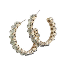 Load image into Gallery viewer, Black Round Stone Cluster Hoop Earrings
