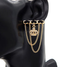 Load image into Gallery viewer, Gold Stone Paved Crown Chain Embellished Earrings
