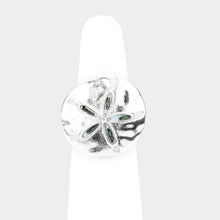 Load image into Gallery viewer, Silver Metal Sand Dollar Stretch Ring
