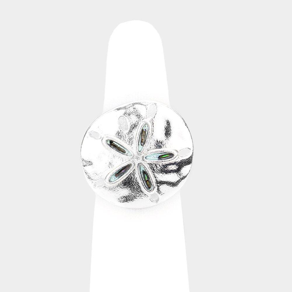 Silver Metal Sand Dollar Stretch Ring