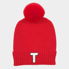 Load image into Gallery viewer, Monogram Faux Fur Pom Pom Knit Beanie Hat
