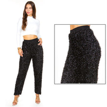 Load image into Gallery viewer, Black Bling Tinsel Pants

