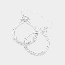 Load image into Gallery viewer, Silver Braided Metal Pointed Open Disc Dangle Earrings
