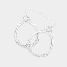 Load image into Gallery viewer, Silver Braided Metal Pointed Open Oval Dangle Earrings
