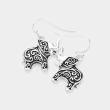 Load image into Gallery viewer, Silver Antique Metal Elephant Dangle Earrings
