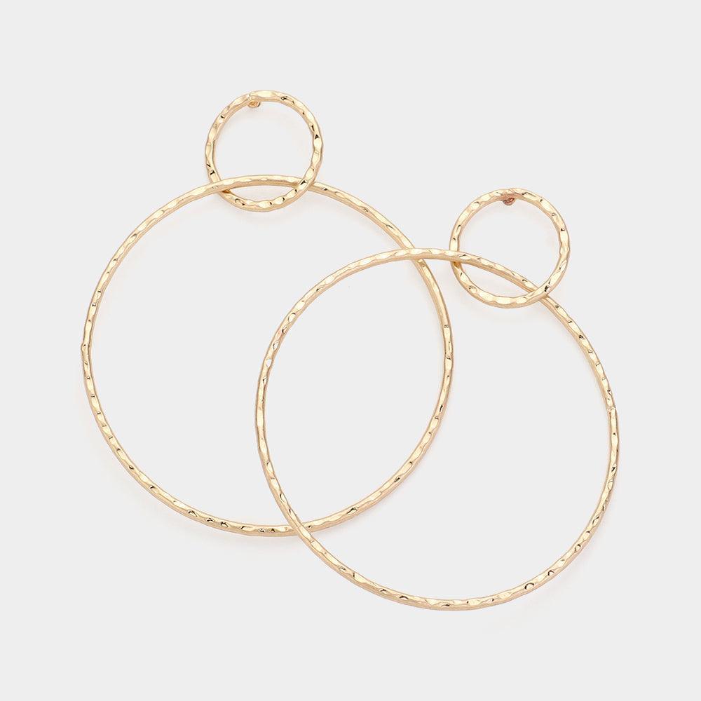 Gold Metal Open Circle Earrings