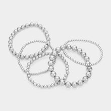 Load image into Gallery viewer, Silver 5PCS  Metal Ball Beaded Stretch Bracelets
