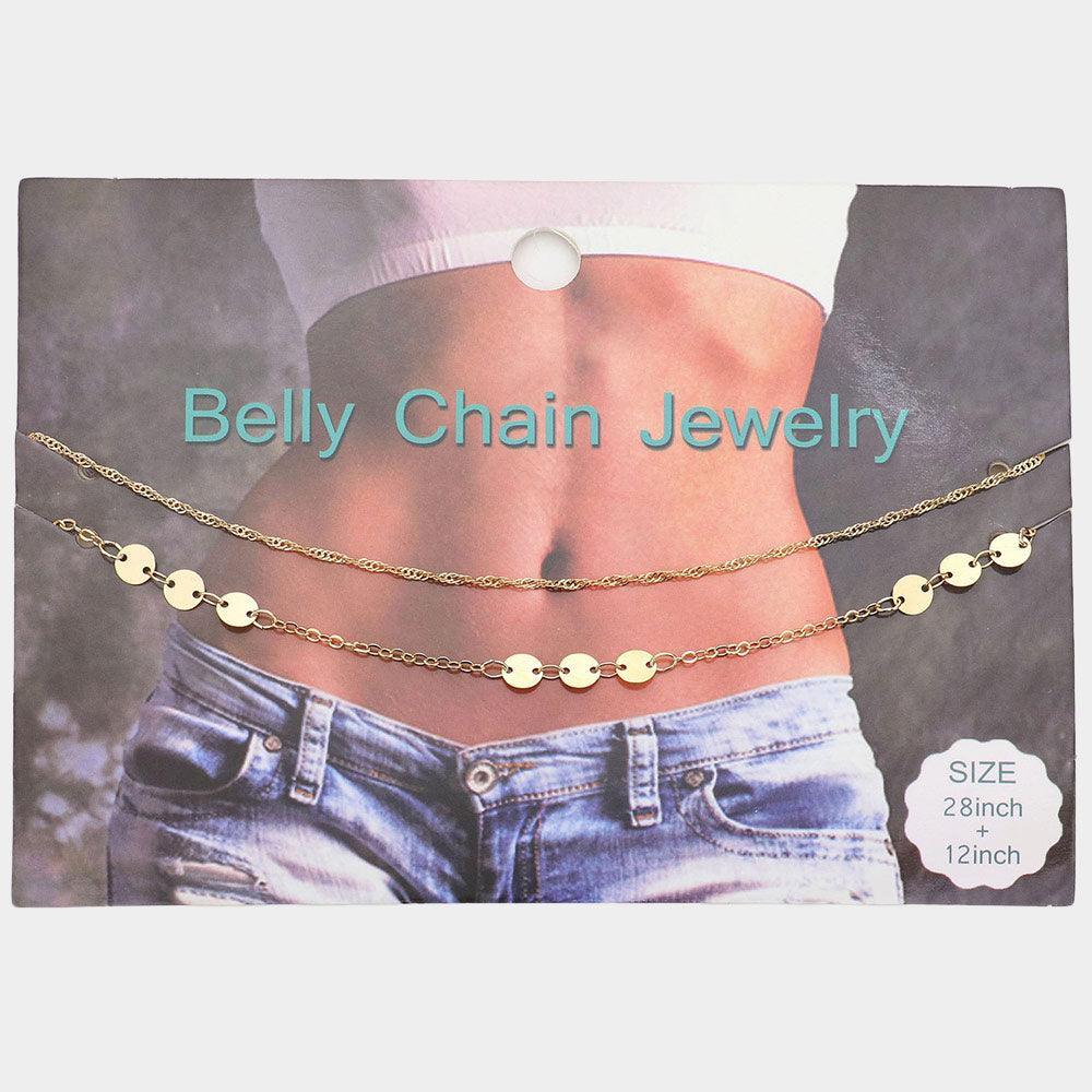 Gold Metal Disc Link Double Layered Belly Chain Jewelry