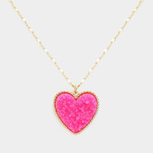 Load image into Gallery viewer, Pink Druzy Heart Pendant Necklace
