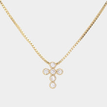 Load image into Gallery viewer, Gold CZ Stone Embellished Cross Pendant Necklace
