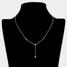 Load image into Gallery viewer, Metal Cross Pendant Y Drop Necklace
