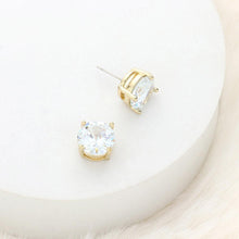 Load image into Gallery viewer, Gold 11mm Round Cut Crystal Cubic Zirconia CZ Stud Earrings with Clear Box
