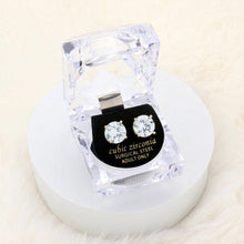 Load image into Gallery viewer, Gold 11mm Round Cut Crystal Cubic Zirconia CZ Stud Earrings with Clear Box
