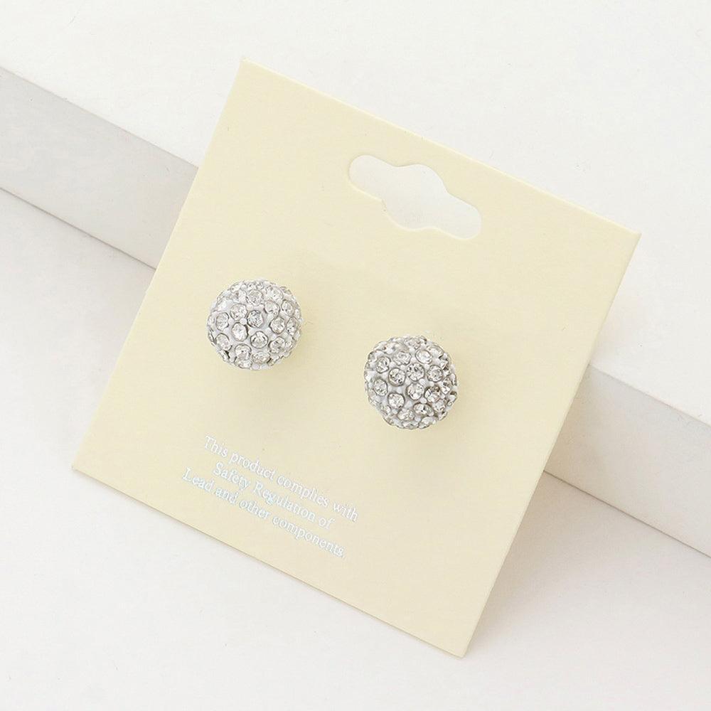 Clear Pearl Disco Ball Stud Earrings