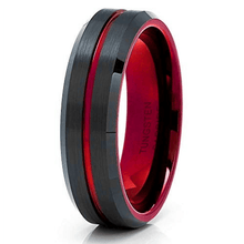 Load image into Gallery viewer, 6mm Black Red Line Tungsten Carbide Men&#39;s Wedding Band Ring - Perfect for Men and Women
