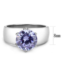 Load image into Gallery viewer, Amethyst Silver Womens Ring Solitaire Stainless Steel Zircoin Anillo Morado y Plata Para Mujer Solitario Acero Inoxidable - Jewelry Store by Erik Rayo
