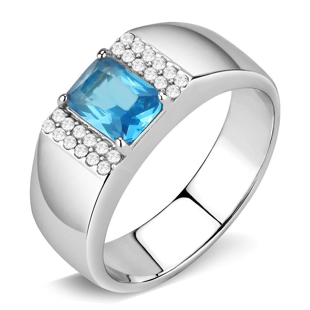 Anillo Color Plata Para Hombres de Acero Inoxidable Aquamrina Simple - Jewelry Store by Erik Rayo