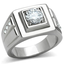 Load image into Gallery viewer, Anillo Color Plata Para Hombres de Acero Inoxidable Diamante con Lienas Opuestas - Jewelry Store by Erik Rayo
