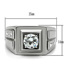 Load image into Gallery viewer, Anillo Color Plata Para Hombres de Acero Inoxidable Diamante con Lienas Opuestas - Jewelry Store by Erik Rayo
