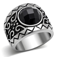 Load image into Gallery viewer, Anillo Color Plata Para Hombres de Acero Inoxidable Onyx Alto Redondo - Jewelry Store by Erik Rayo
