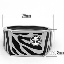Load image into Gallery viewer, Anillo Color Plata Para Hombres de Acero Inoxidable Rectangular en Color Zebra - Jewelry Store by Erik Rayo
