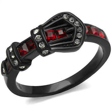 Load image into Gallery viewer, Belt Buckle Black Stainless Steel Red Ruby CZ Crystal Belt Women&#39;s Party Ring - Jewelry Store by Erik Rayo
