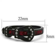Load image into Gallery viewer, Belt Buckle Black Stainless Steel Red Ruby CZ Crystal Belt Women&#39;s Party Ring - Jewelry Store by Erik Rayo
