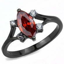Load image into Gallery viewer, Black Womens Ring Anillo Para Mujer Unisex 316L Stainless Steel Ring with AAA Grade CZ in Garnet - Jewelry Store by Erik Rayo

