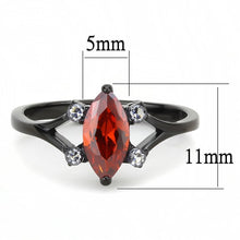 Load image into Gallery viewer, Black Womens Ring Anillo Para Mujer Unisex 316L Stainless Steel Ring with AAA Grade CZ in Garnet - Jewelry Store by Erik Rayo
