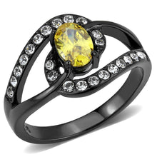 Load image into Gallery viewer, Black Womens Ring Anillo Para Mujer Unisex 316L Stainless Steel Ring with AAA Grade CZ in Topaz - Jewelry Store by Erik Rayo
