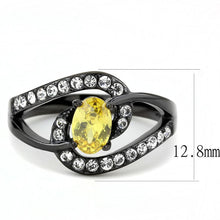 Load image into Gallery viewer, Black Womens Ring Anillo Para Mujer Unisex 316L Stainless Steel Ring with AAA Grade CZ in Topaz - Jewelry Store by Erik Rayo
