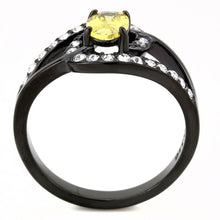 Load image into Gallery viewer, Black Womens Ring Anillo Para Mujer Unisex 316L Stainless Steel Ring with AAA Grade CZ in Topaz - Jewelry Store by Erik Rayo
