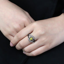 Load image into Gallery viewer, Black Womens Ring Anillo Para Mujer Unisex 316L Stainless Steel Ring with AAA Grade CZ in Topaz - Jewelry Store by Erik Rayo

