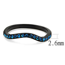 Load image into Gallery viewer, Black Womens Ring Anillo Para Mujer Unisex 316L Stainless Steel Ring with Top Grade Crystal in Blue Zircon - Jewelry Store by Erik Rayo
