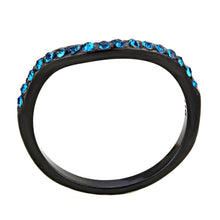 Load image into Gallery viewer, Black Womens Ring Anillo Para Mujer Unisex 316L Stainless Steel Ring with Top Grade Crystal in Blue Zircon - Jewelry Store by Erik Rayo
