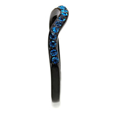 Load image into Gallery viewer, Black Womens Ring Anillo Para Mujer Unisex 316L Stainless Steel Ring with Top Grade Crystal in Blue Zircon - Jewelry Store by Erik Rayo
