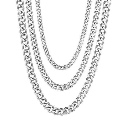 Silver Cuban Curb Chain Necklace for Men and Women Stainless Steel - Jewelry Store by Erik Rayo