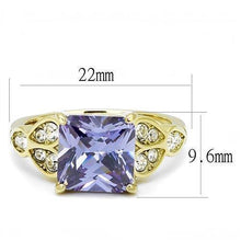 Load image into Gallery viewer, Gold Womens Ring Anillo Para Mujer Unisex 316L Stainless Steel Ring with AAA Grade CZ in Light Amethyst - Jewelry Store by Erik Rayo
