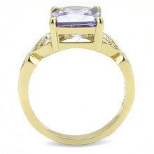 Load image into Gallery viewer, Gold Womens Ring Anillo Para Mujer Unisex 316L Stainless Steel Ring with AAA Grade CZ in Light Amethyst - Jewelry Store by Erik Rayo
