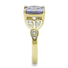 Load image into Gallery viewer, Gold Womens Ring Anillo Para Mujer Unisex 316L Stainless Steel Ring with AAA Grade CZ in Light Amethyst - Jewelry Store by Erik Rayo
