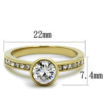 Load image into Gallery viewer, Gold Womens Ring Anillo Para Mujer Stainless Steel Ring Stainless Steel Ring with AAA Grade CZ in Clear Stella - Jewelry Store by Erik Rayo
